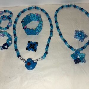 Charming Blue Beaded Necklace Set